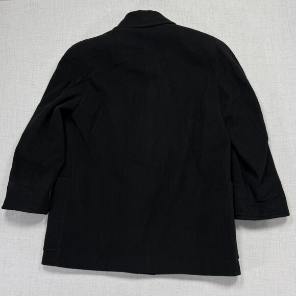 Vintage Anne Klein II Wool Coat Black Button Front Mid Length Chest Size 46" - Picture 2 of 13